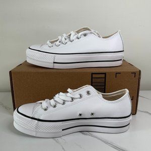 Converse Women's All-Star Lift Leather Clean Ox Sneakers - White - 8.5